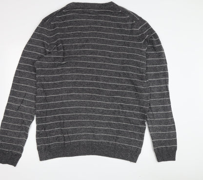 Blue Harbour Men's Grey L Wool Blend Striped Pullover