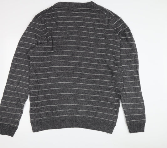 Blue Harbour Men's Grey L Wool Blend Striped Pullover
