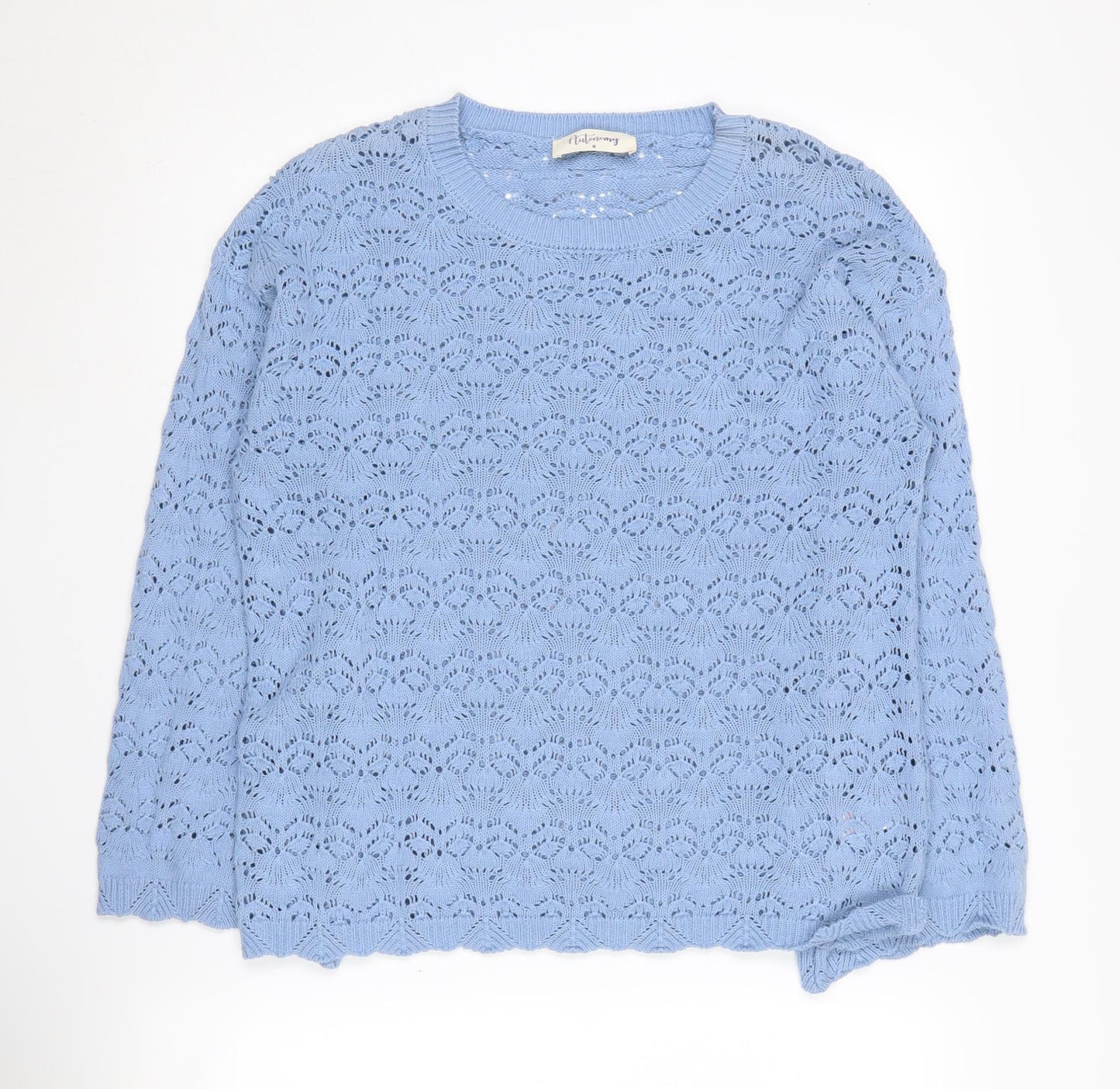 Autonomy Women's Blue Open-Knit Pullover Jumper S