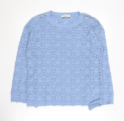 Autonomy Women's Blue Open-Knit Pullover Jumper S