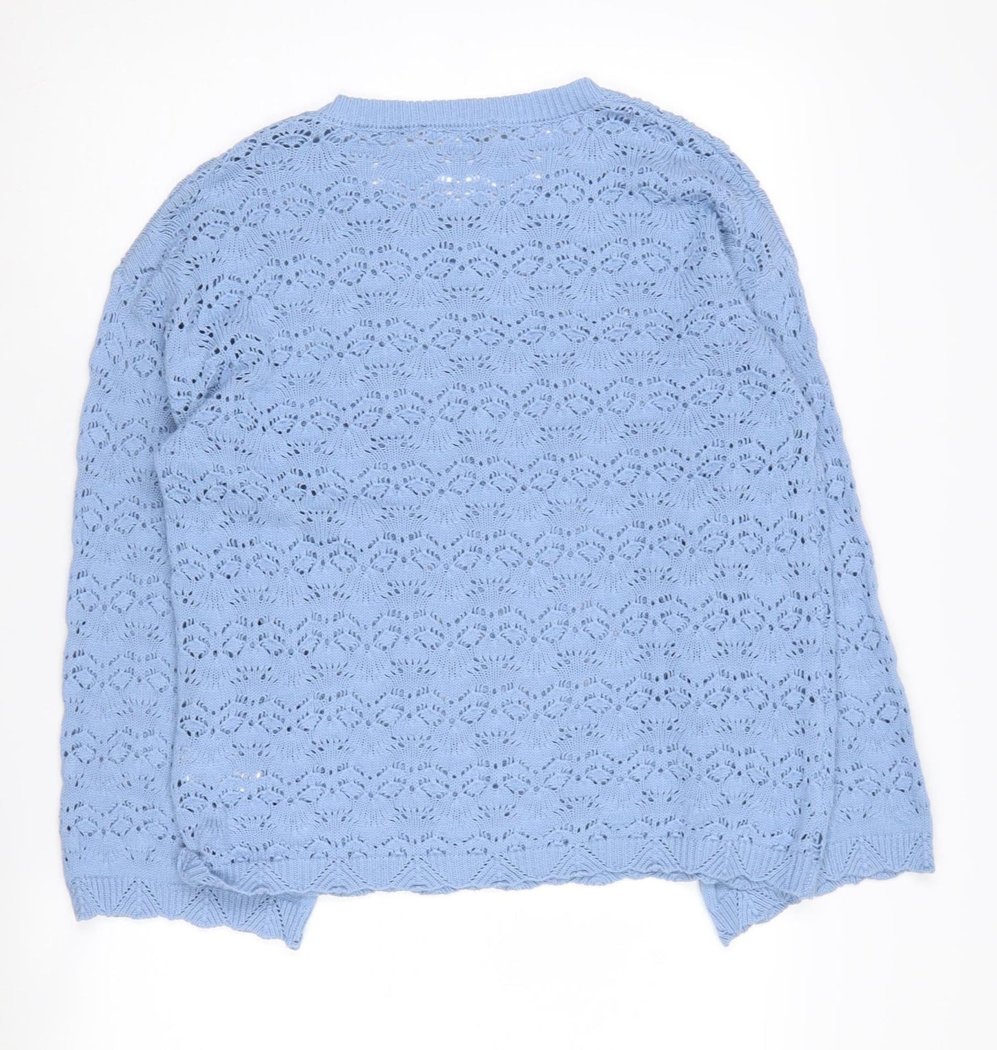 Autonomy Women's Blue Open-Knit Pullover Jumper S