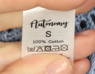 Autonomy Women's Blue Open-Knit Pullover Jumper S