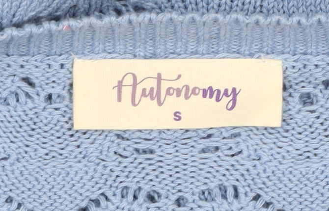 Autonomy Women's Blue Open-Knit Pullover Jumper S