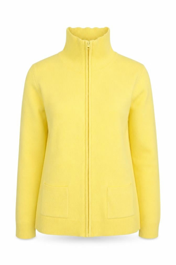 Womens UK Size M Damart Yellow Full Zip Jumper