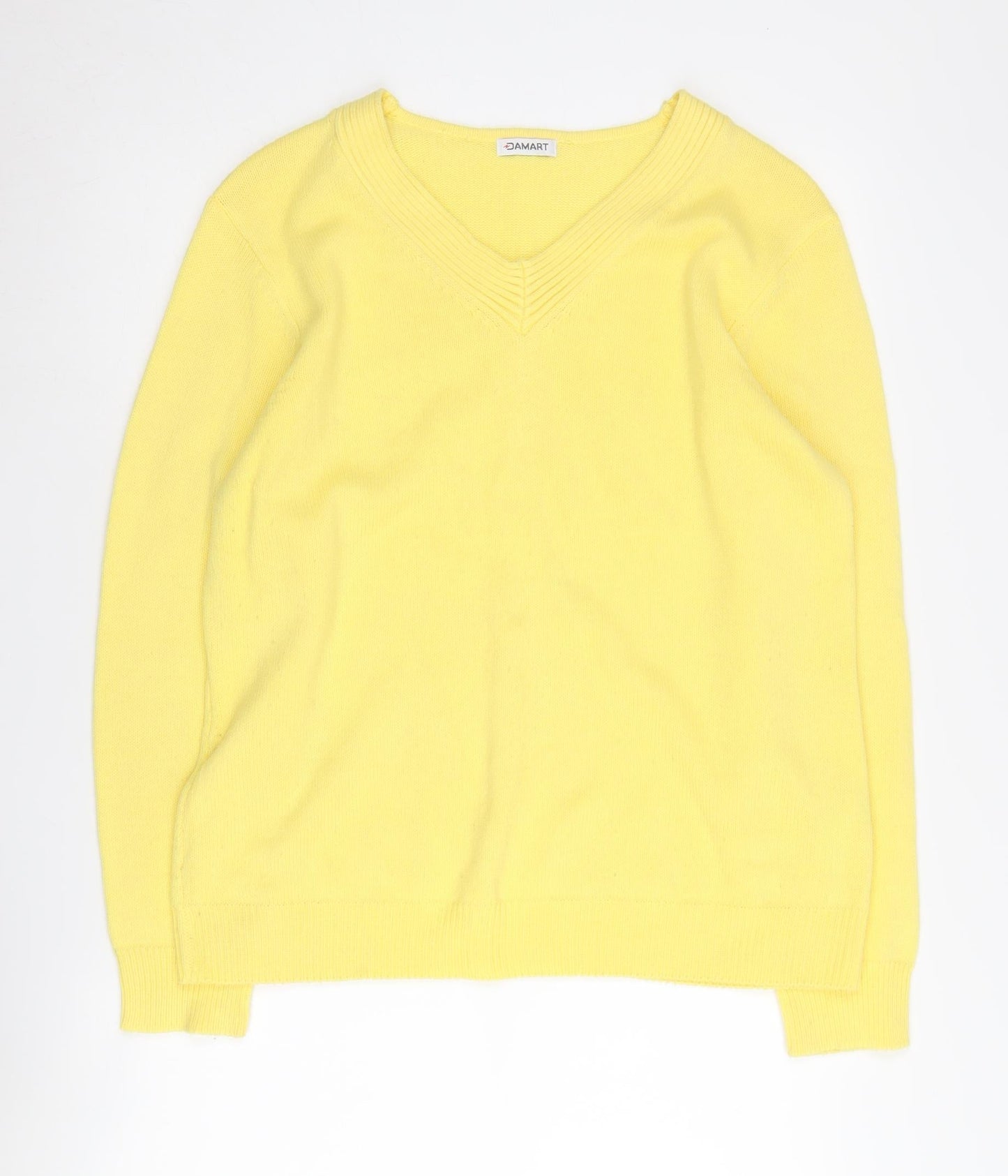 Damart Women's Yellow V-Neck Pullover Jumper L