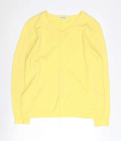 Damart Women's Yellow V-Neck Pullover Jumper L