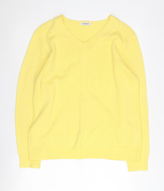 Damart Women's Yellow V-Neck Pullover Jumper L