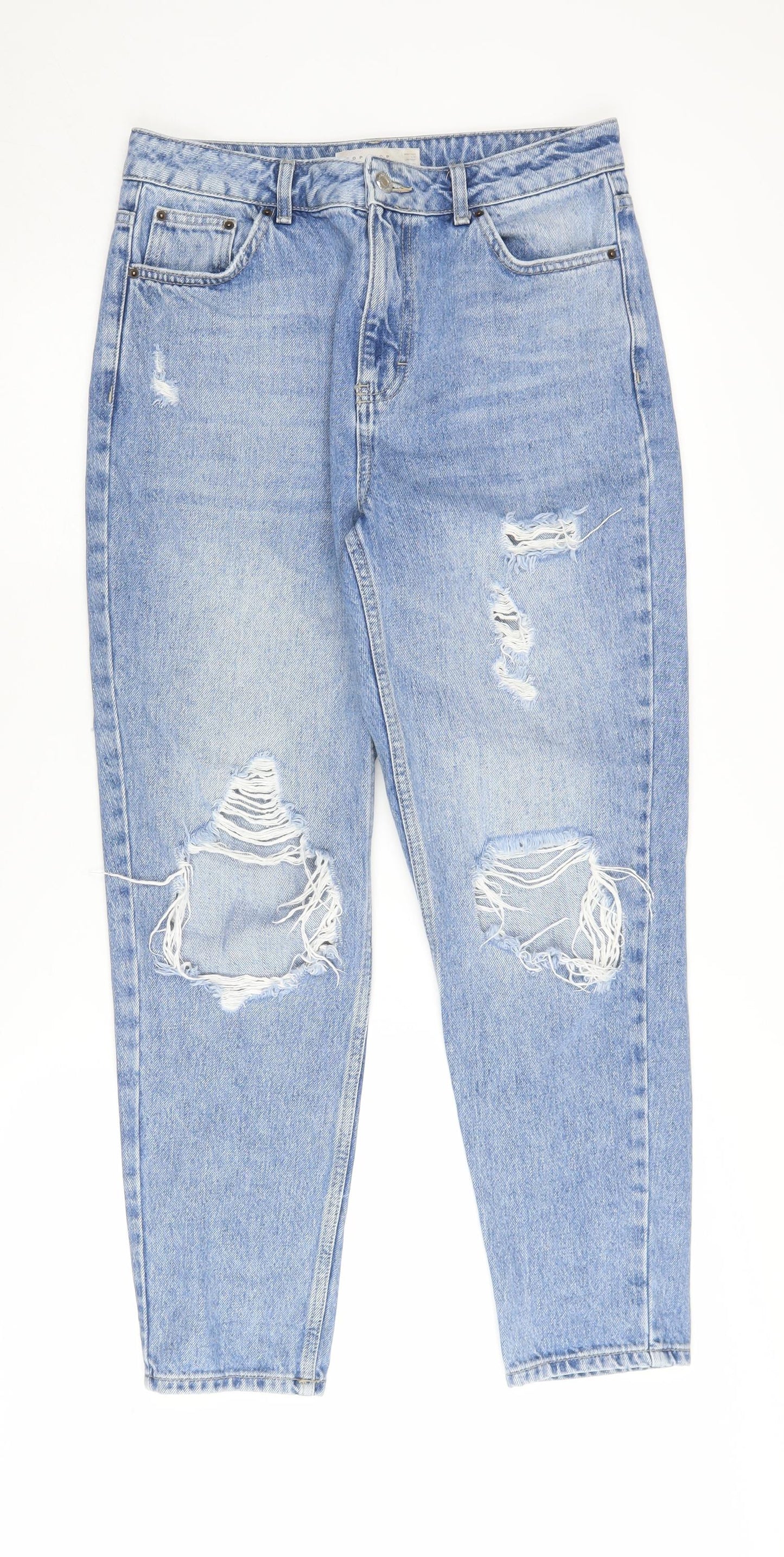 Topshop Women’s Blue Mom Jeans Size 12 - Distressed