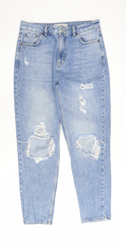 Topshop Women’s Blue Mom Jeans Size 12 - Distressed