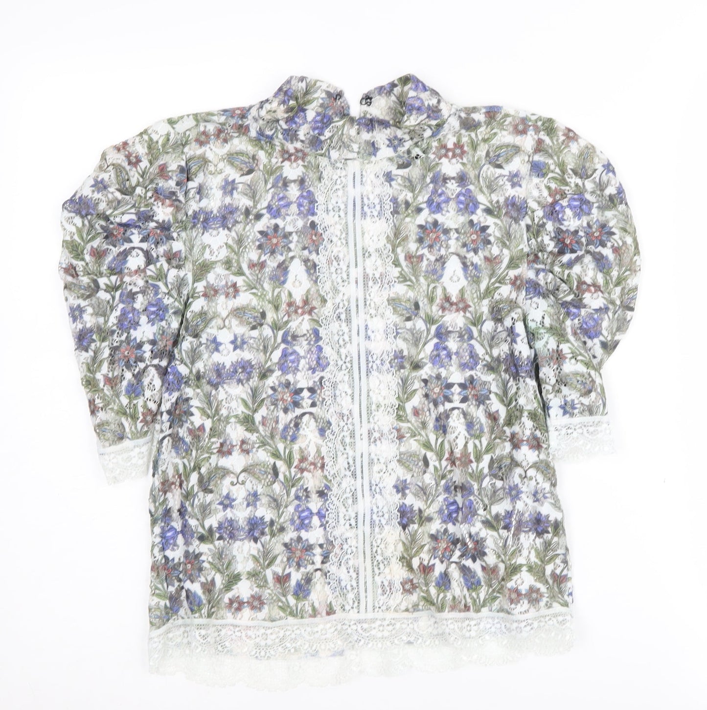 Topshop Women's Multicoloured Floral Crop Blouse Size 8