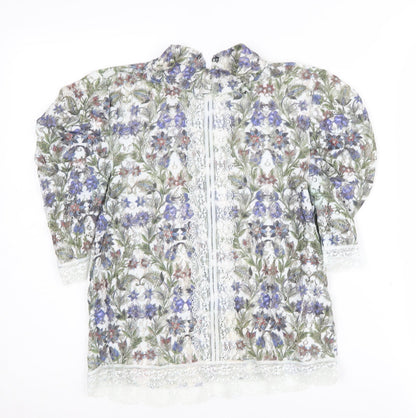 Topshop Women's Multicoloured Floral Crop Blouse Size 8