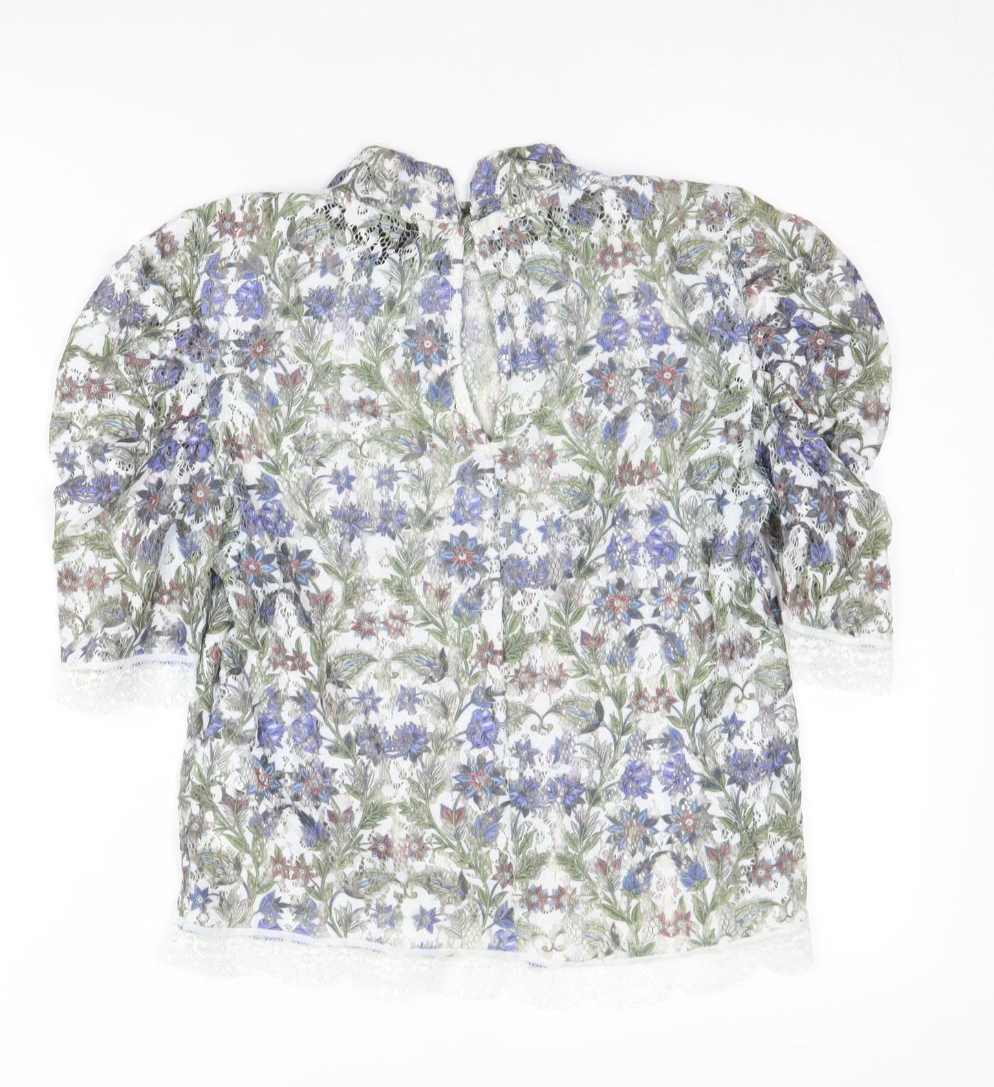 Topshop Women's Multicoloured Floral Crop Blouse Size 8