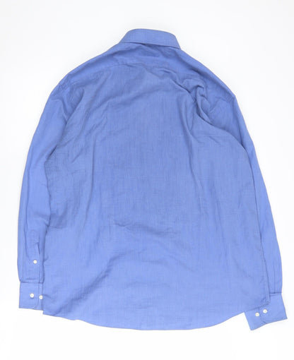 Daniel Hechter Men's Casual Blue Button-Up Shirt Size 16.5