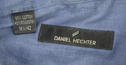 Daniel Hechter Men's Casual Blue Button-Up Shirt Size 16.5