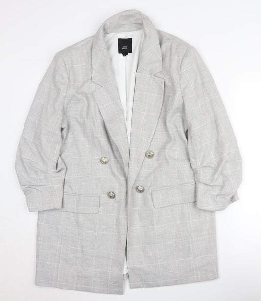 River Island Women's Grey Check Blazer, Size 16