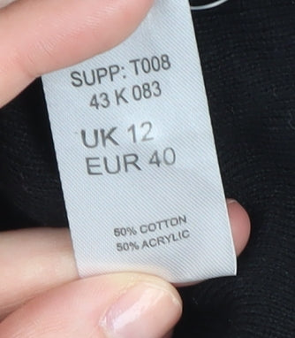Womens UK Size 12 Star by Julien Macdonald Black Tunic Jumper