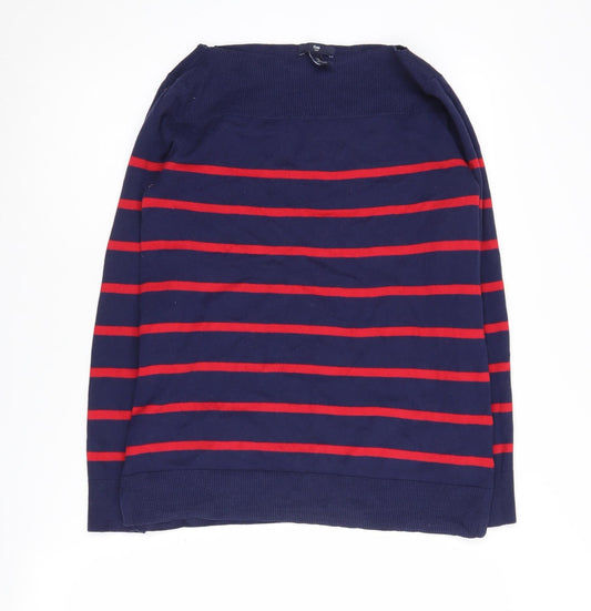 Gap Women's Blue Striped Pullover Jumper Size S