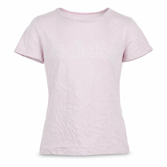 Front view of Adidas girls’ pink t-shirt 11-12 years basic logo tee