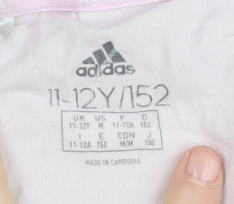 Adidas Girls Pink T-Shirt 11-12 Years Basic Logo Tee