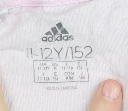 Adidas Girls Pink T-Shirt 11-12 Years Basic Logo Tee