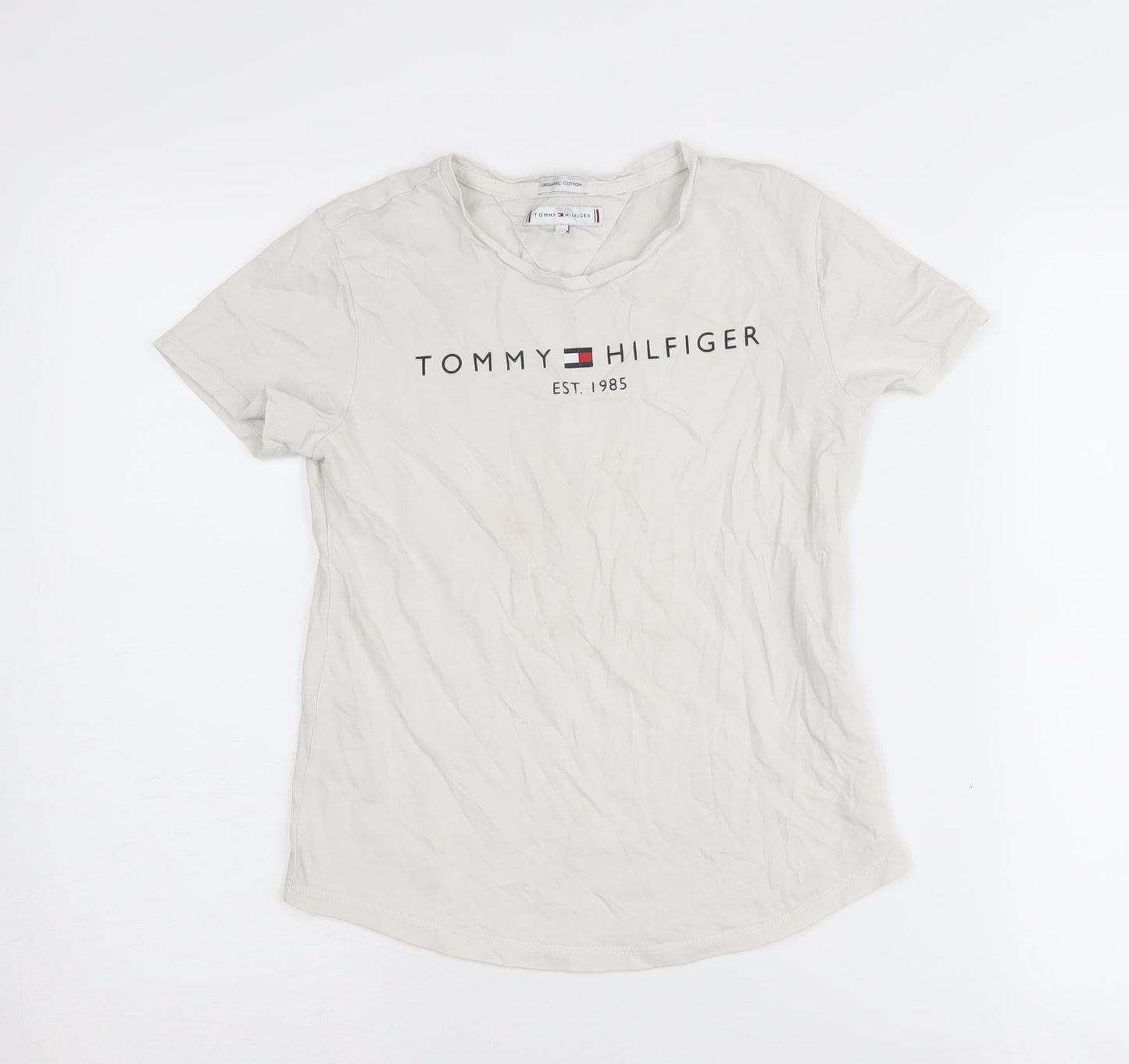 Tommy Hilfiger Girls White T-Shirt Size 12 Years Cotton Logo