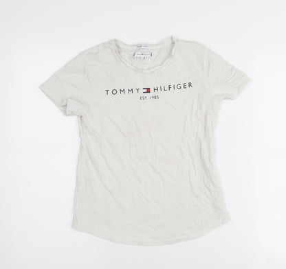 Tommy Hilfiger Girls White T-Shirt Size 12 Years Cotton Logo