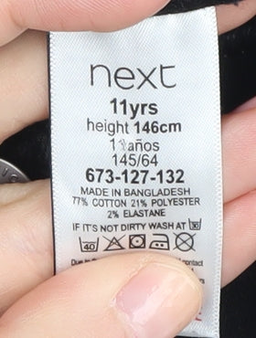 Next Girls Skinny Black Jeans 11 Years, Stretch Denim