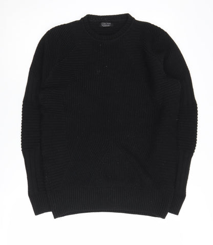 Zara Men's Black Knitted Crew Neck Pullover Jumper M