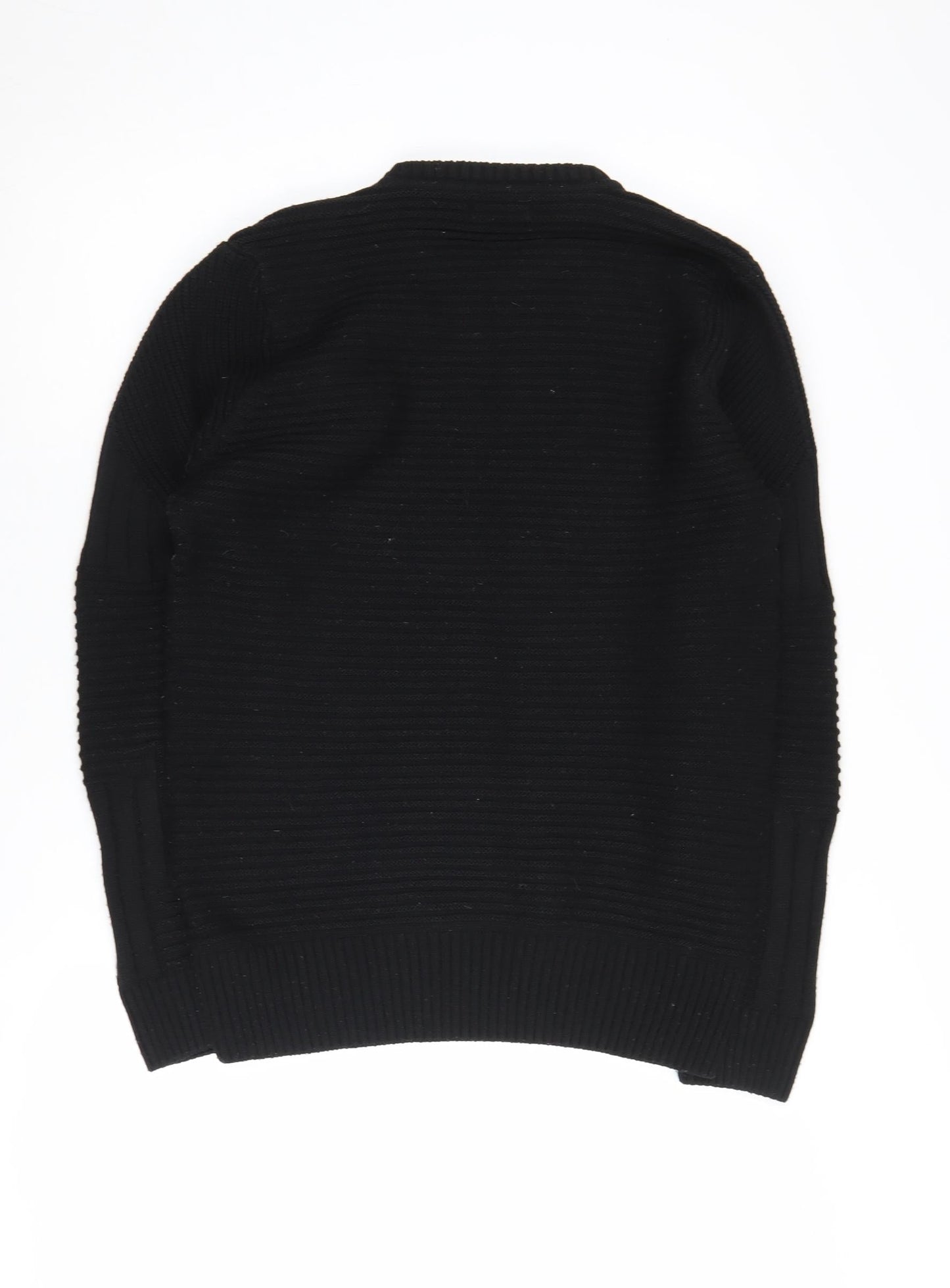 Zara Men's Black Knitted Crew Neck Pullover Jumper M