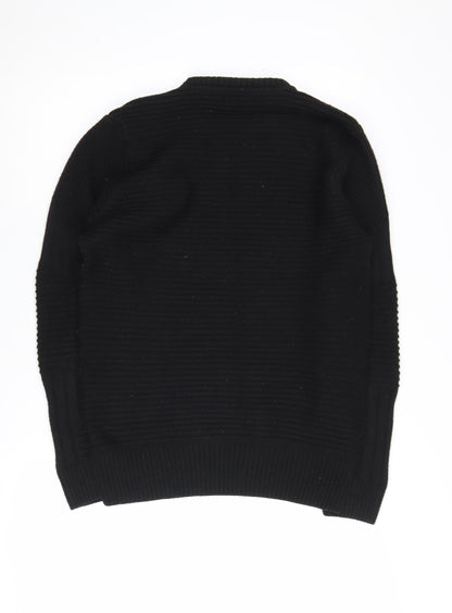 Zara Men's Black Knitted Crew Neck Pullover Jumper M