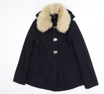 Womens UK Size 10 Topshop Black Parka Coat