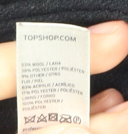Womens UK Size 10 Topshop Black Parka Coat