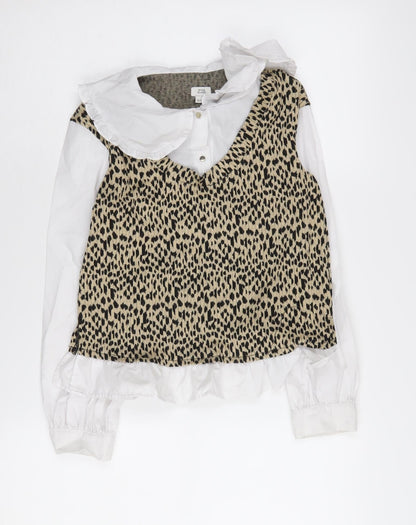 River Island Girls Animal Print Vest 9/10 Years Polyester Blend