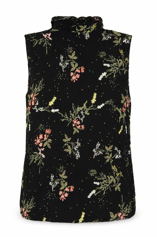 ESMARA Women's Black Floral Sleeveless Blouse - Size 10