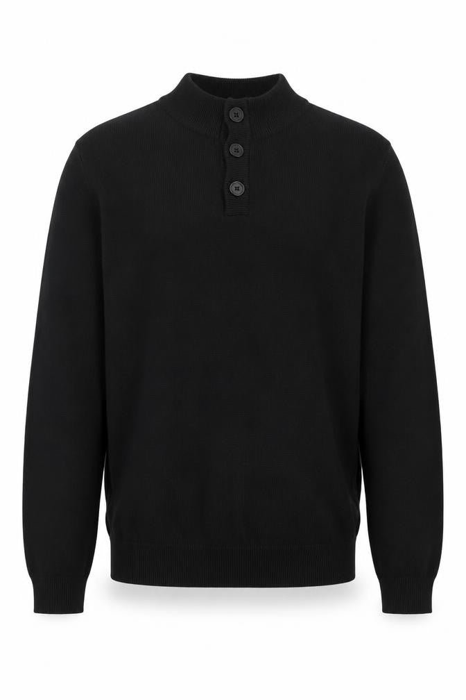 Mens UK Size 2XL Kensington Eastside Black Henley Jumper