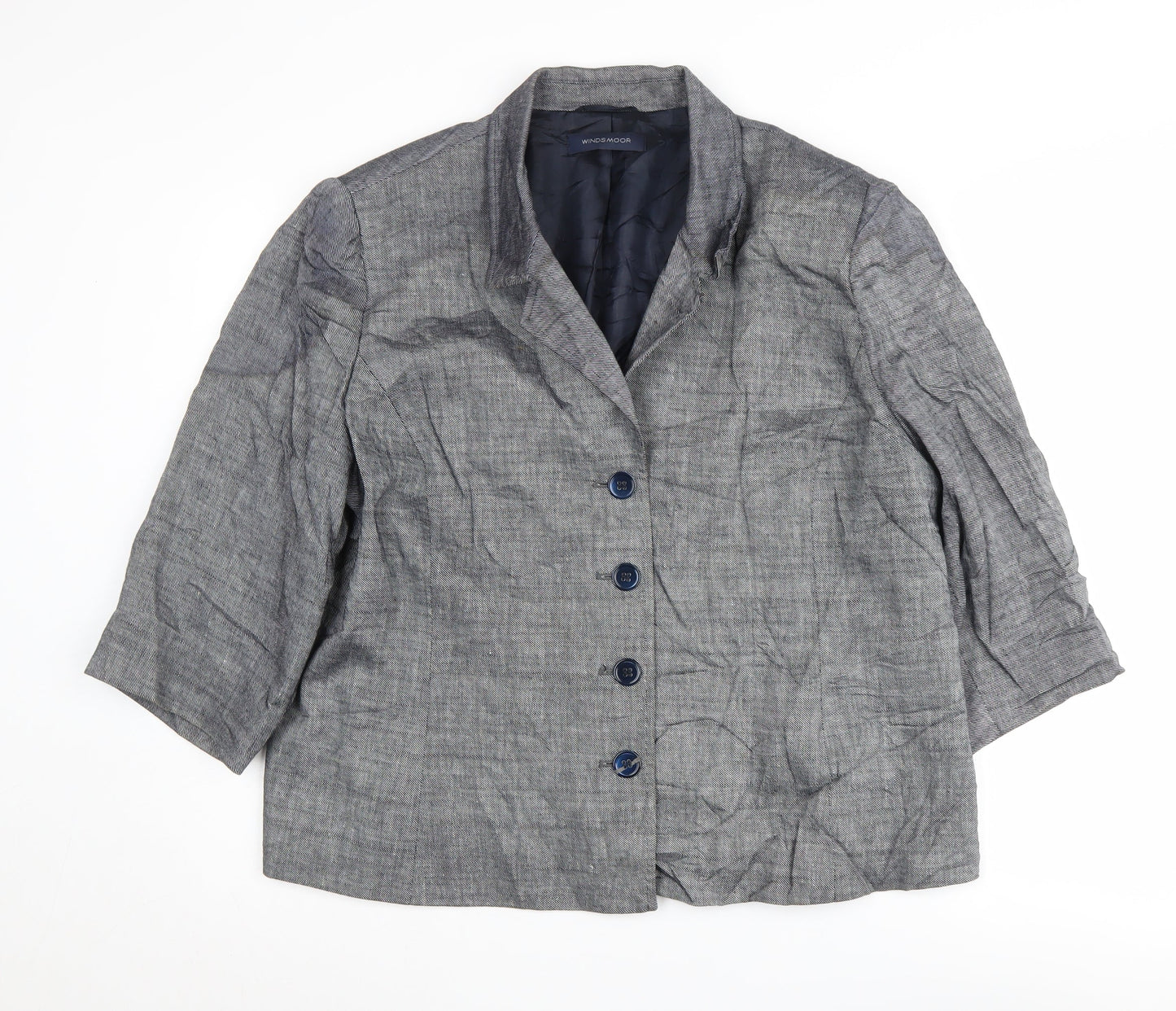 Windsmoor Women's Grey Blazer Size 18 Herringbone Pattern