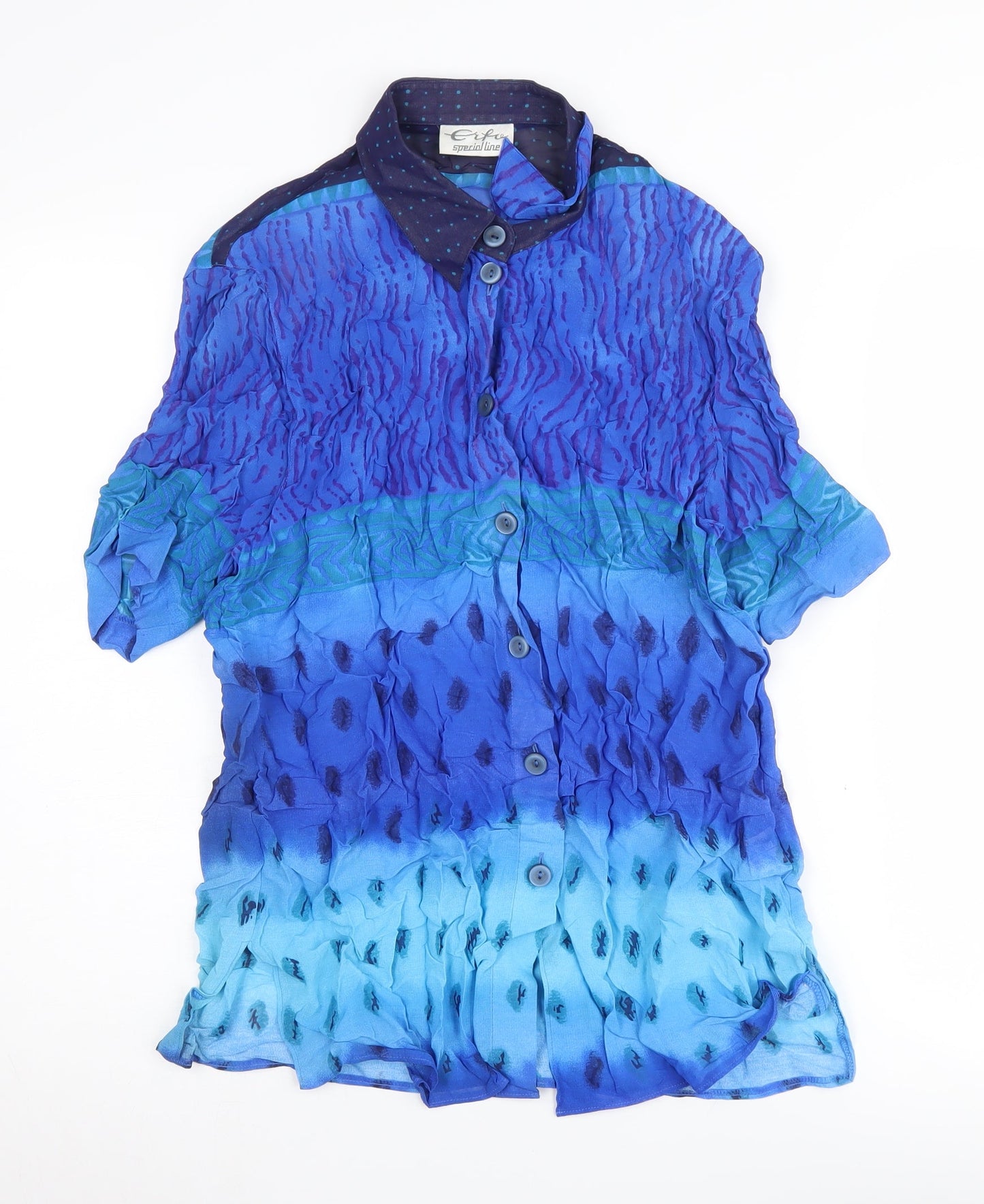 Womens UK Size 10 Erfo Blue Basic Button-Up