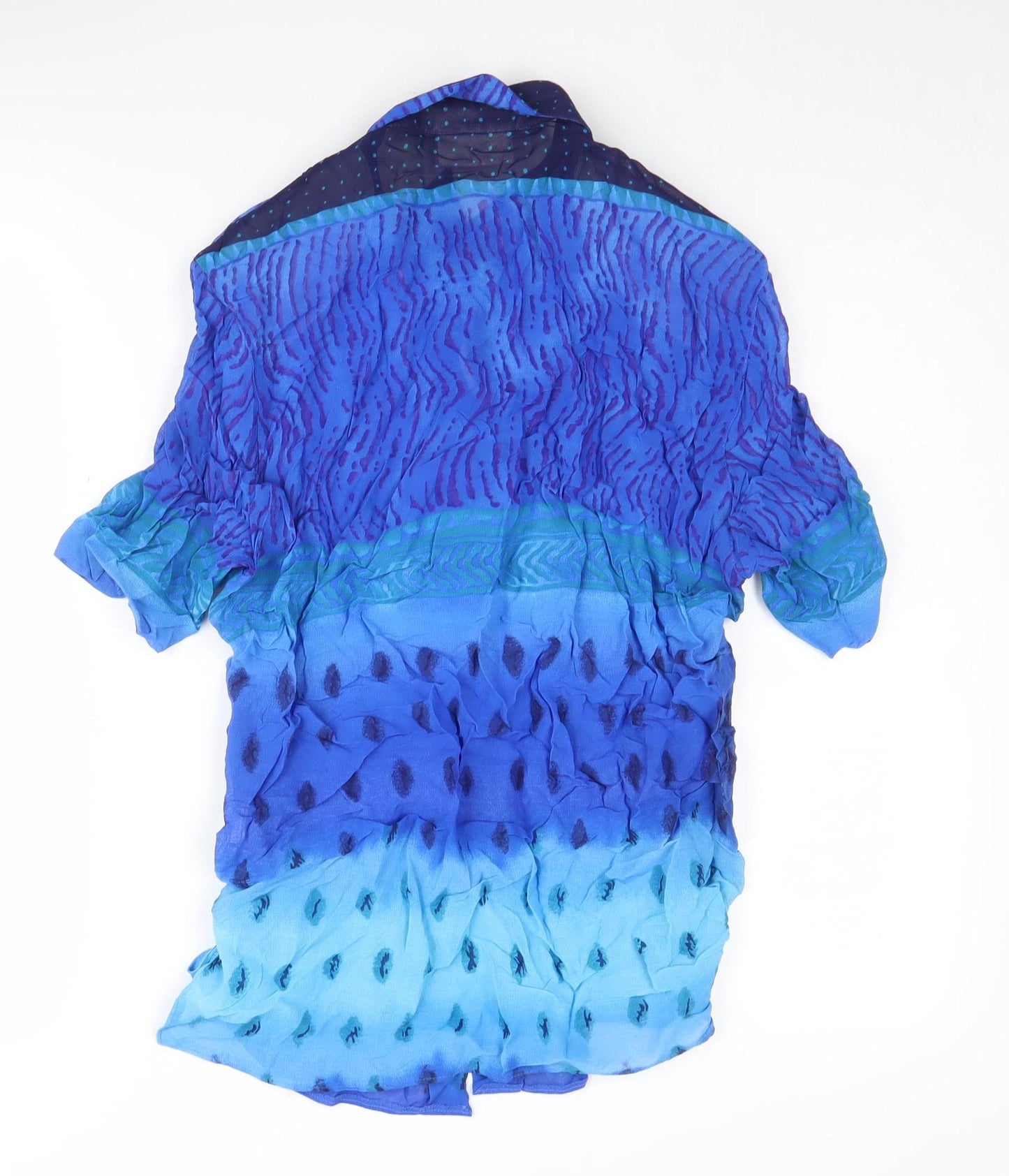 Womens UK Size 10 Erfo Blue Basic Button-Up