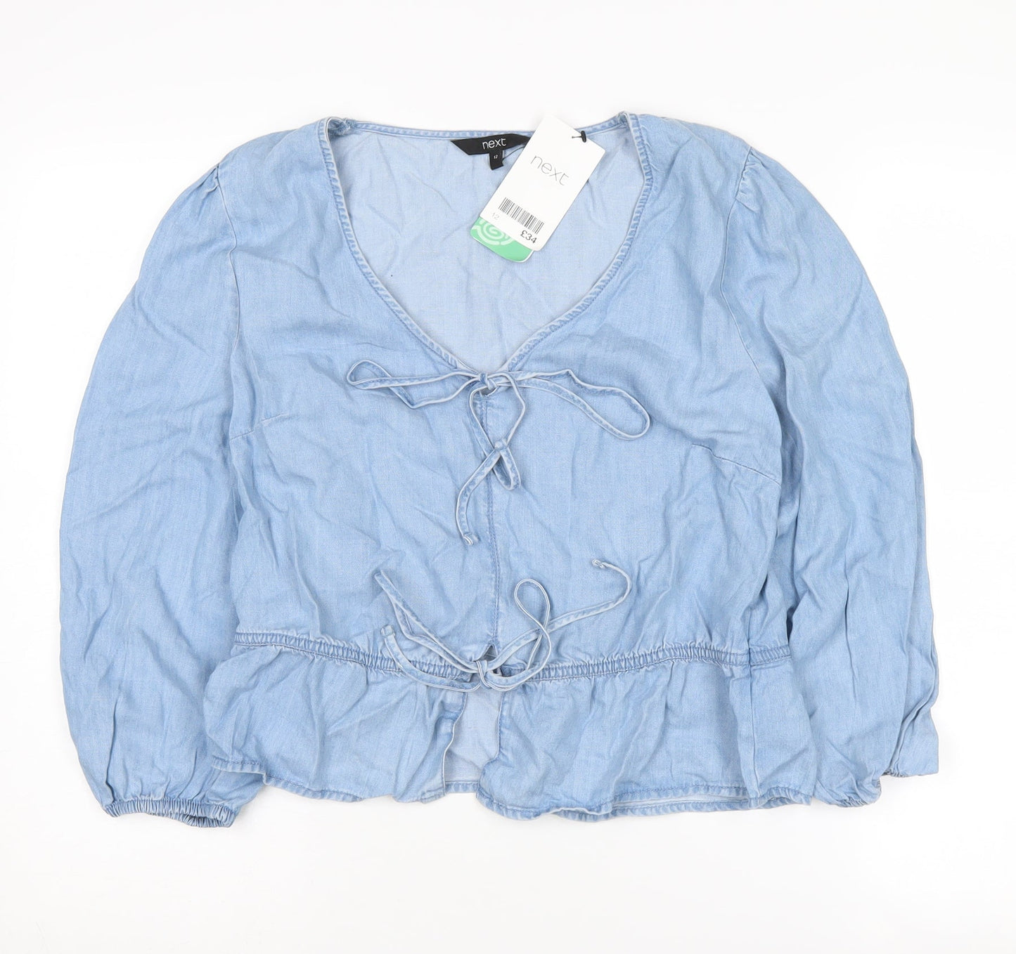 Womens UK Size 12 NEXT Blue Tunic Blouse