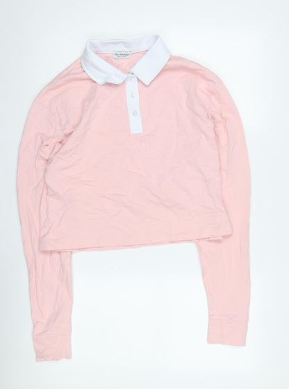 Miss Selfridge Women's Pink Cropped Polo Top, Size 8