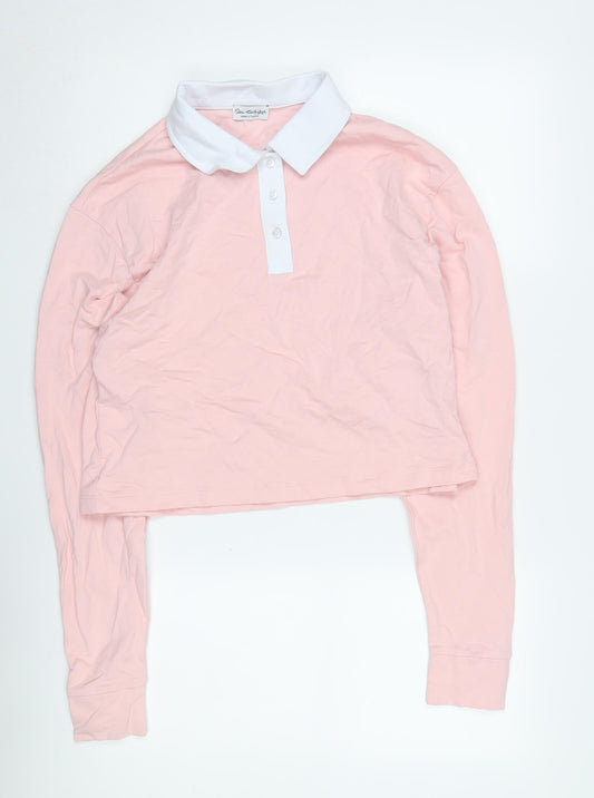 Miss Selfridge Women's Pink Cropped Polo Top, Size 8