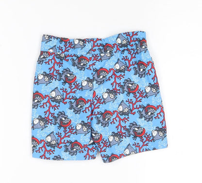Zoggs Boys Blue Fish Print Swim Shorts 2 Years Quick Dry