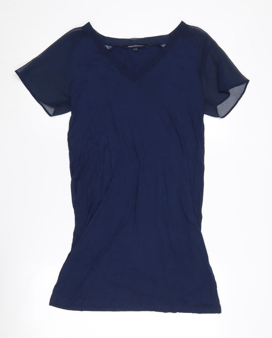 French Connection Women's Blue V-Neck Blouse Size 10