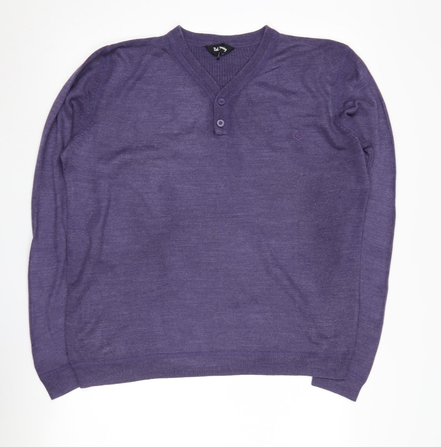 Red Herring Men’s Purple Henley Jumper Medium