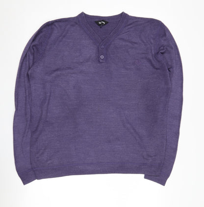 Red Herring Men’s Purple Henley Jumper Medium