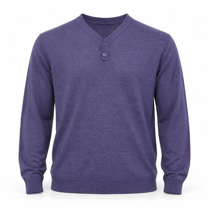 Mens UK Size M Red Herring Purple Henley Jumper