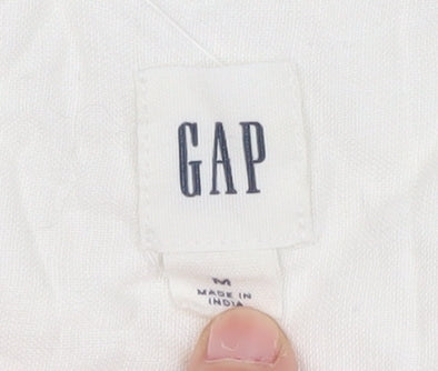 GAP Women's White Button-Up Blouse, Size M, Classic Style