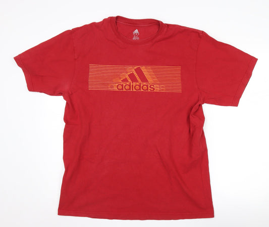 Adidas Men's Red Graphic T-Shirt, Medium, Sports Style