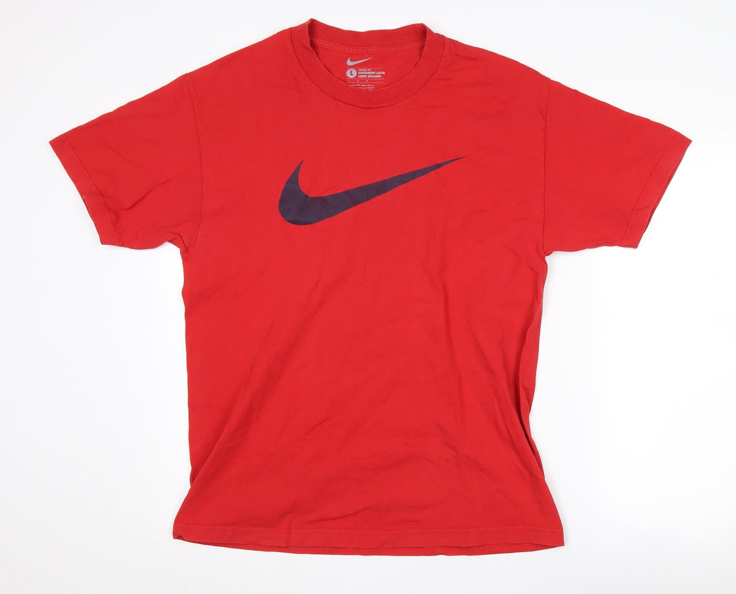 Nike Men's Red Relaxed Fit Cotton T-Shirt - Size L