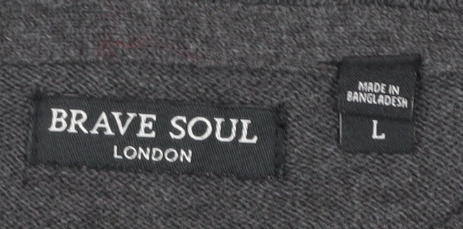 Brave Soul Men's Grey Pullover Jumper L